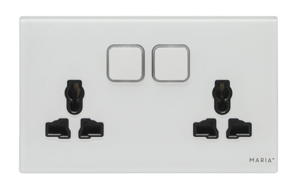 13A Double Socket Tempered Glass Adorn Series
