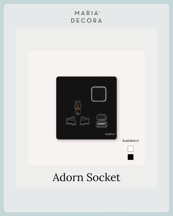 13A Single Socket with USB A+C Tempered Glass Adorn Series